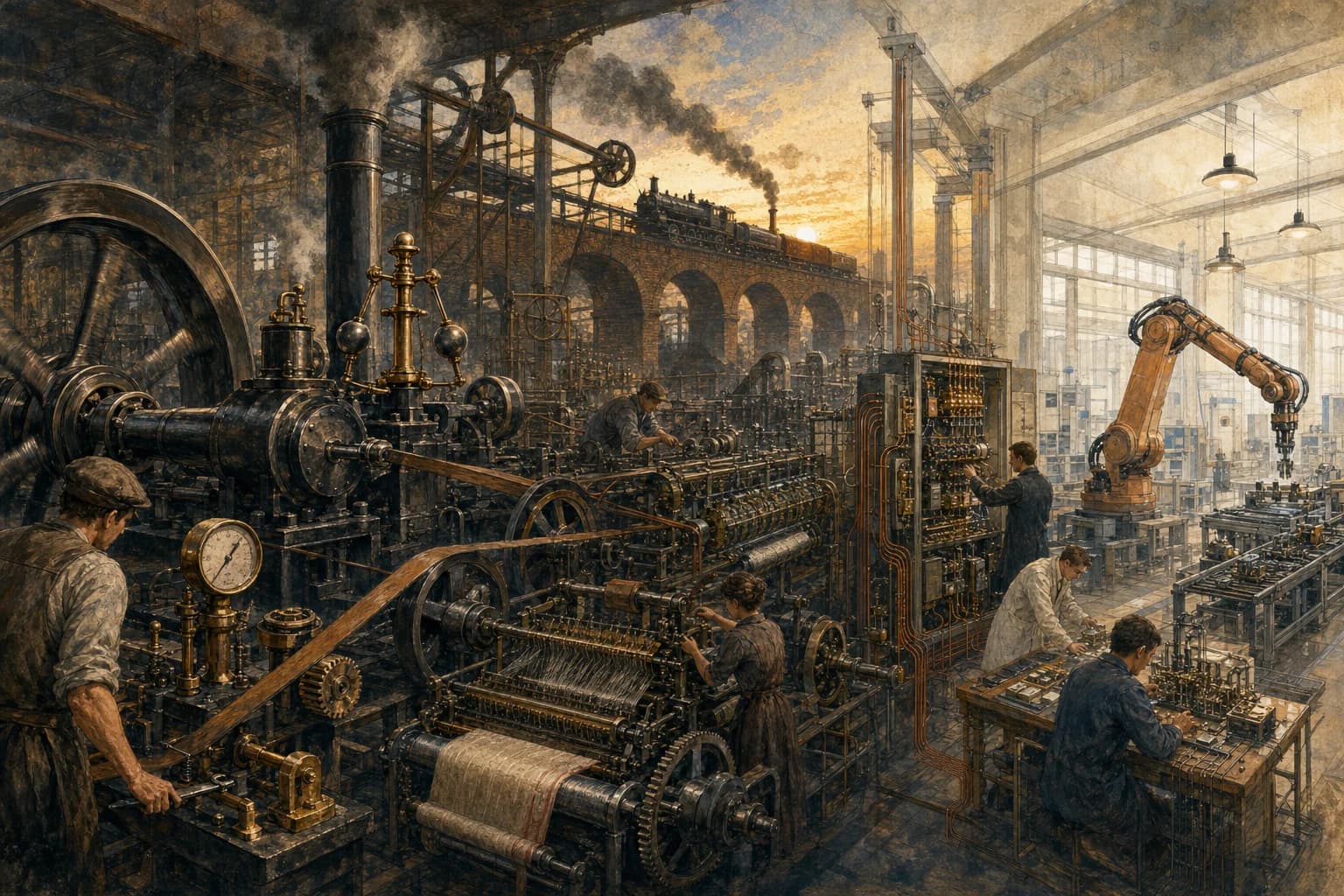 Illustrated scientific history scene for IV — INTELLIGENCE IN MOTION