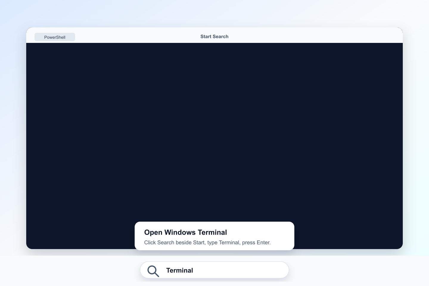 Windows Start search with Terminal typed